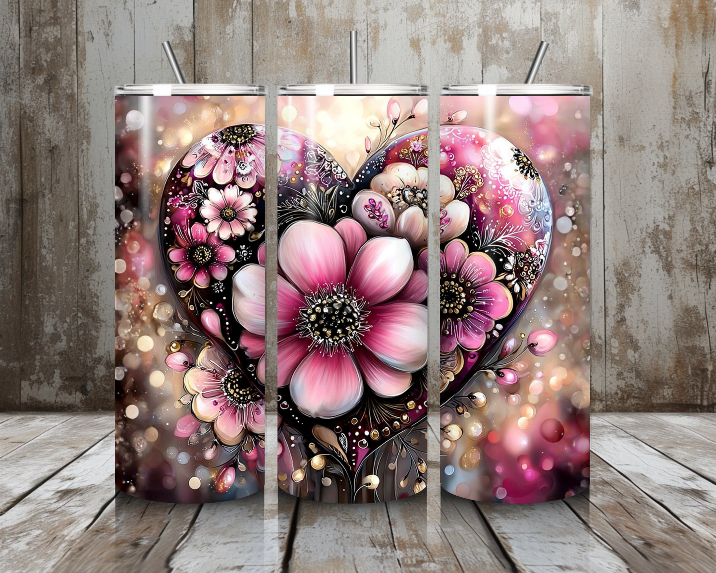 Tumbler Blumenherz pastell