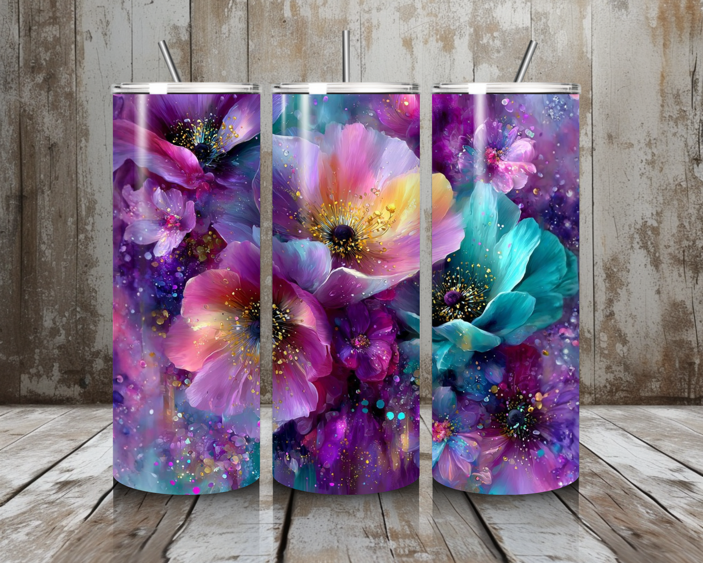 Tumbler Purple Flowers