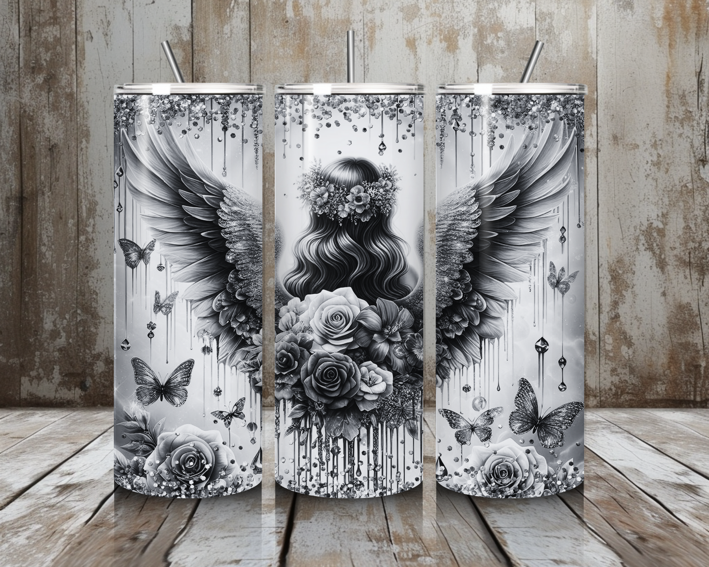 Tumbler Engelsfrau black&white