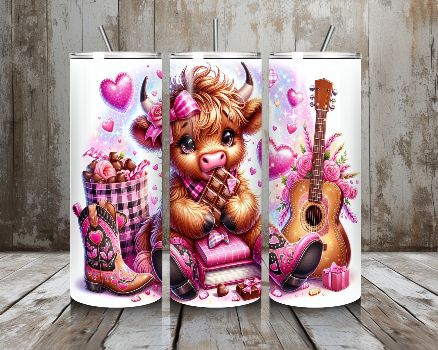 Tumbler Valentine Highland cow
