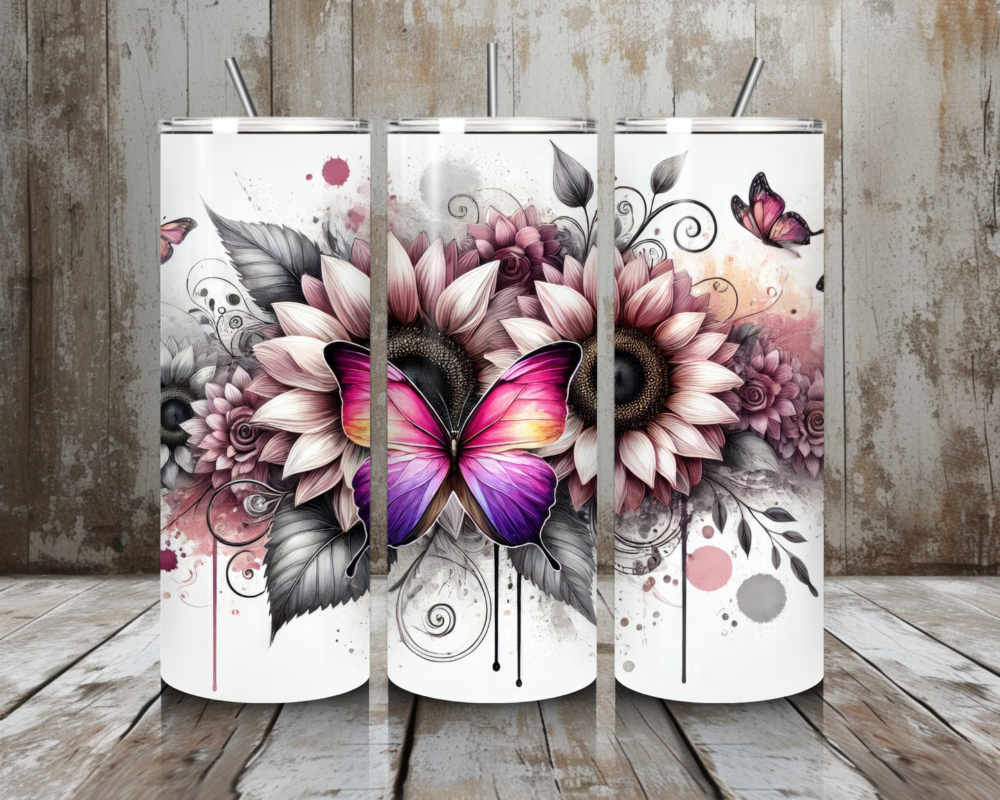 Tumbler Sunflower Butterfly