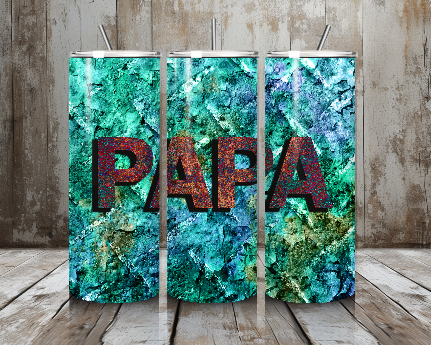 Tumbler Papa blau/grün