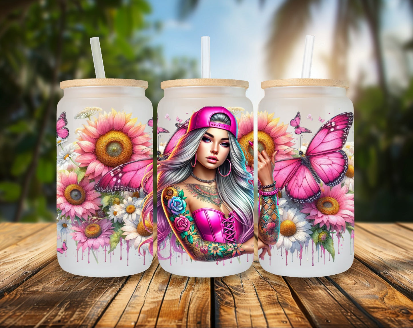 16oz Glas pink Tattoogirl