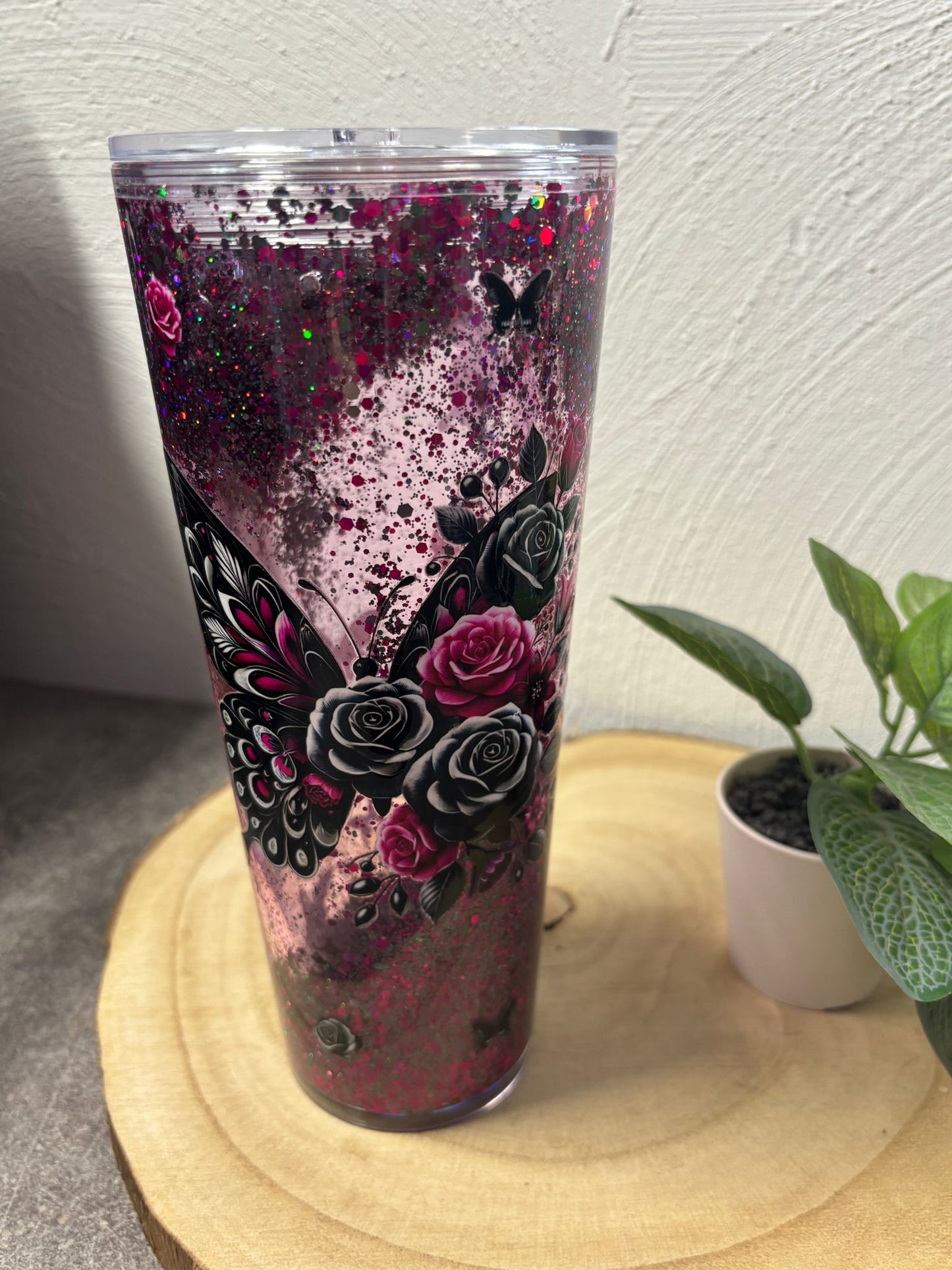 Glitzerbecher 30 oz Schmetterling
