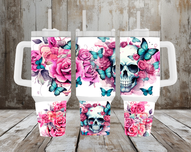 40oz Skull`s & Flowers