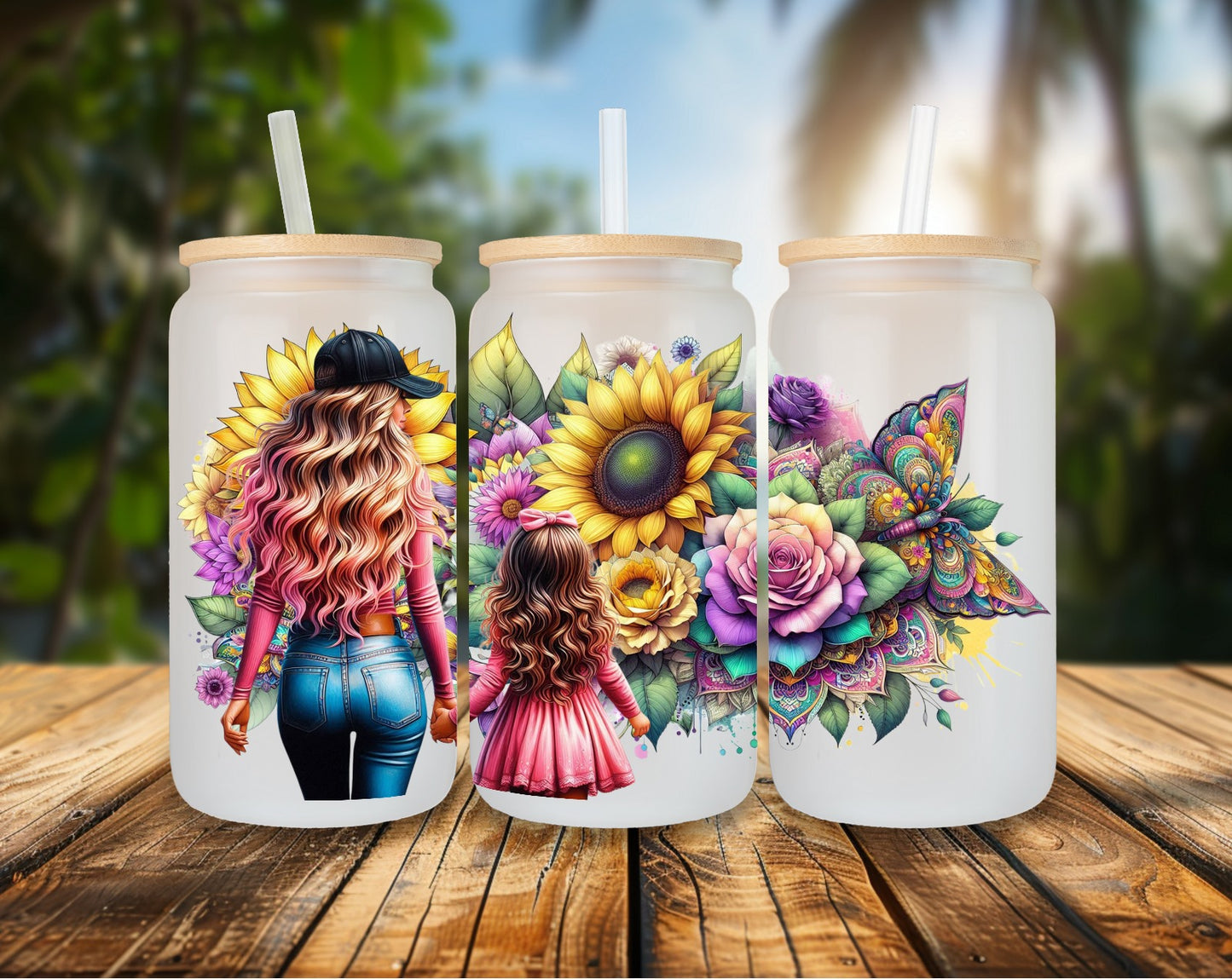 16oz Glas Mom with Girl