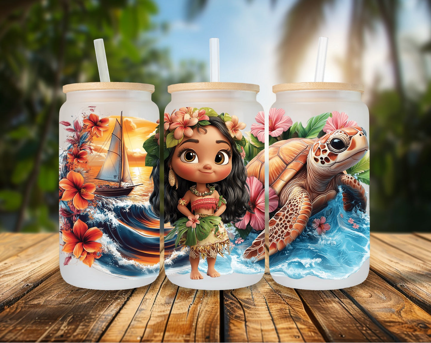 16oz Glas Girl with Turtle