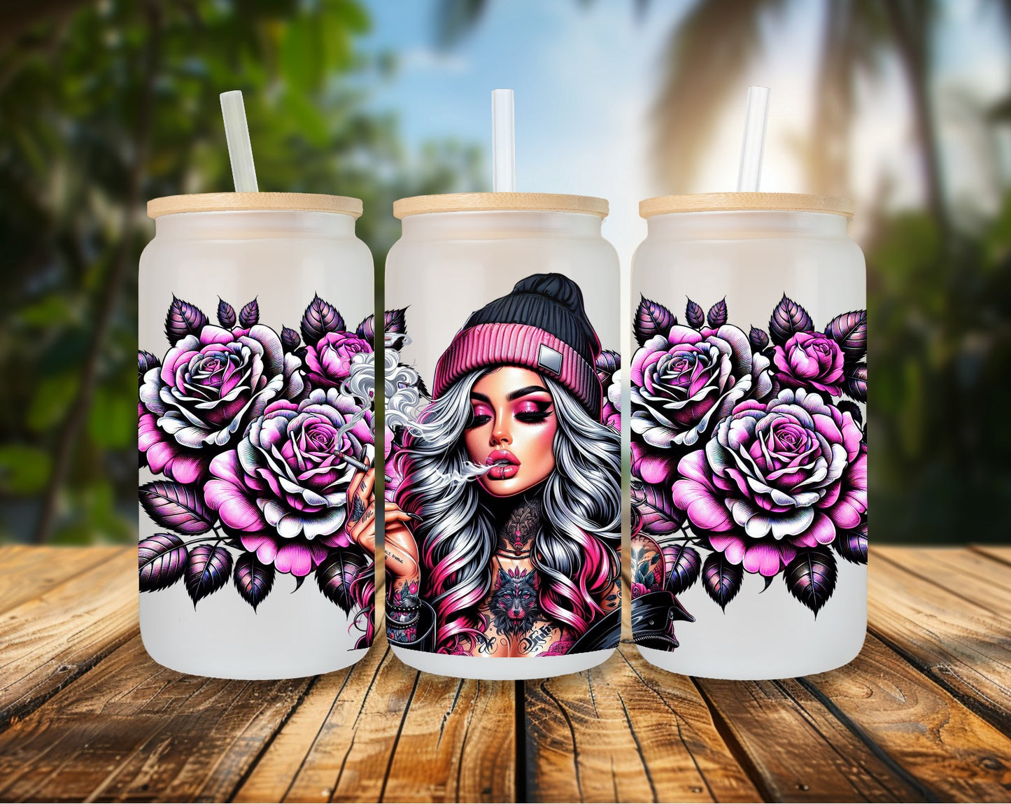 16oz Glas Pink Smokegirl