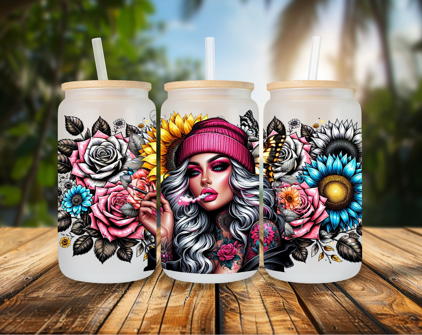 16oz Glas colorful Smokegirl