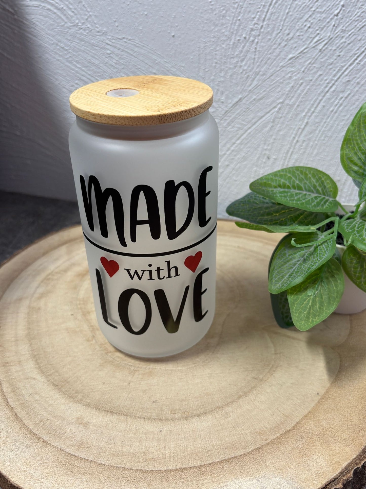 Trinkglas 16oz Made with Love