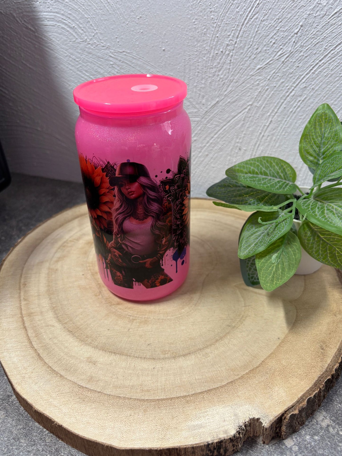 Trinkglas 16oz Frau Mit Kappe