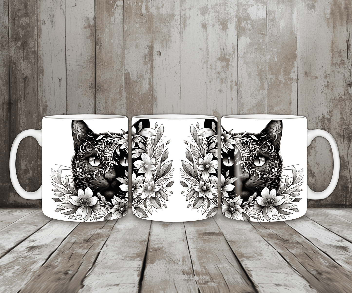 Tasse Katze schwarz/weiss