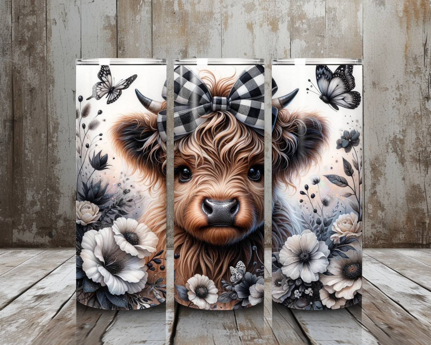 Tumbler Traumfänger Highland cow mit Schleife