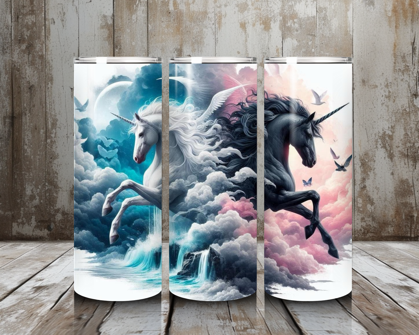 Tumbler Black & White Horse