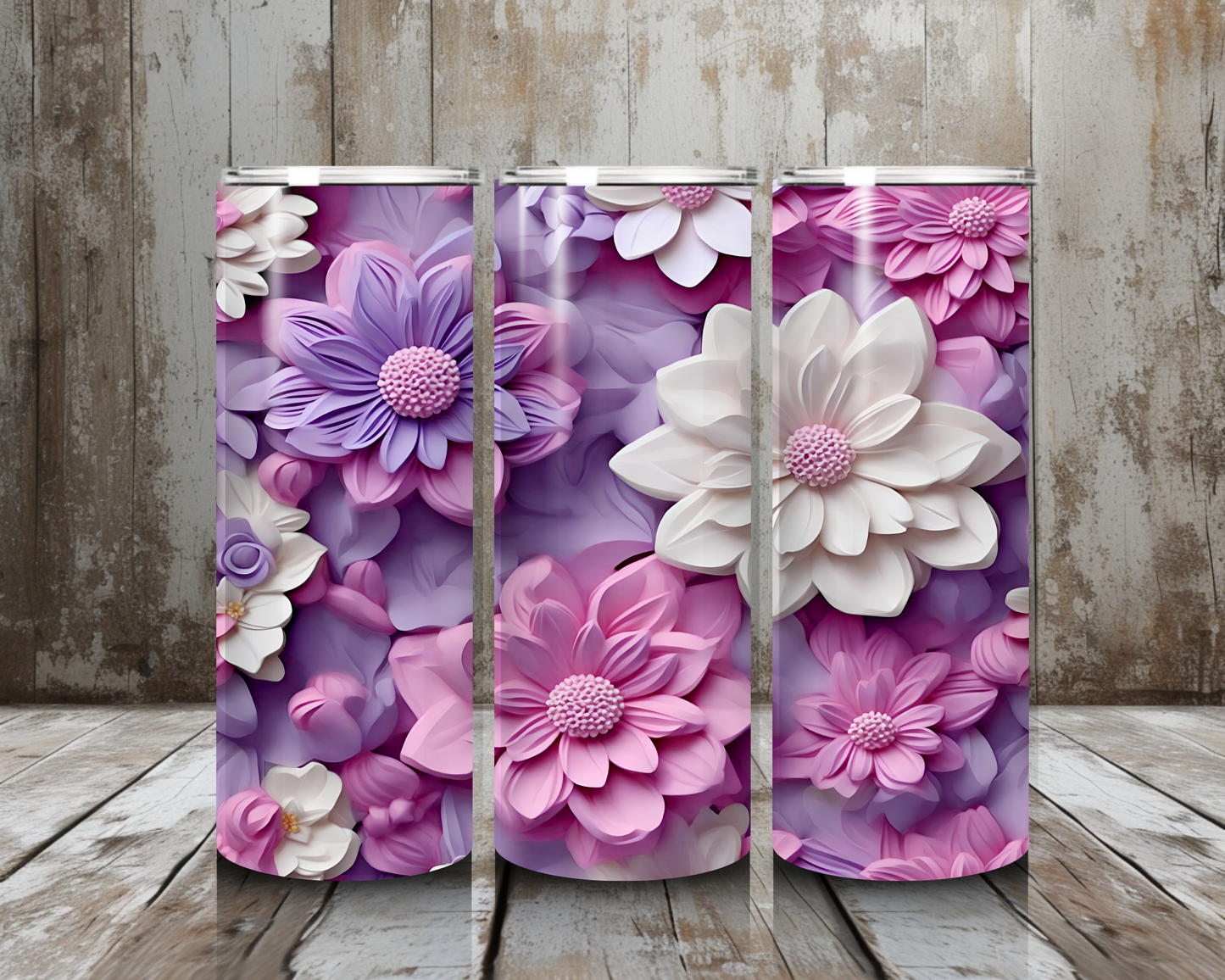 Tumbler purple Flowers