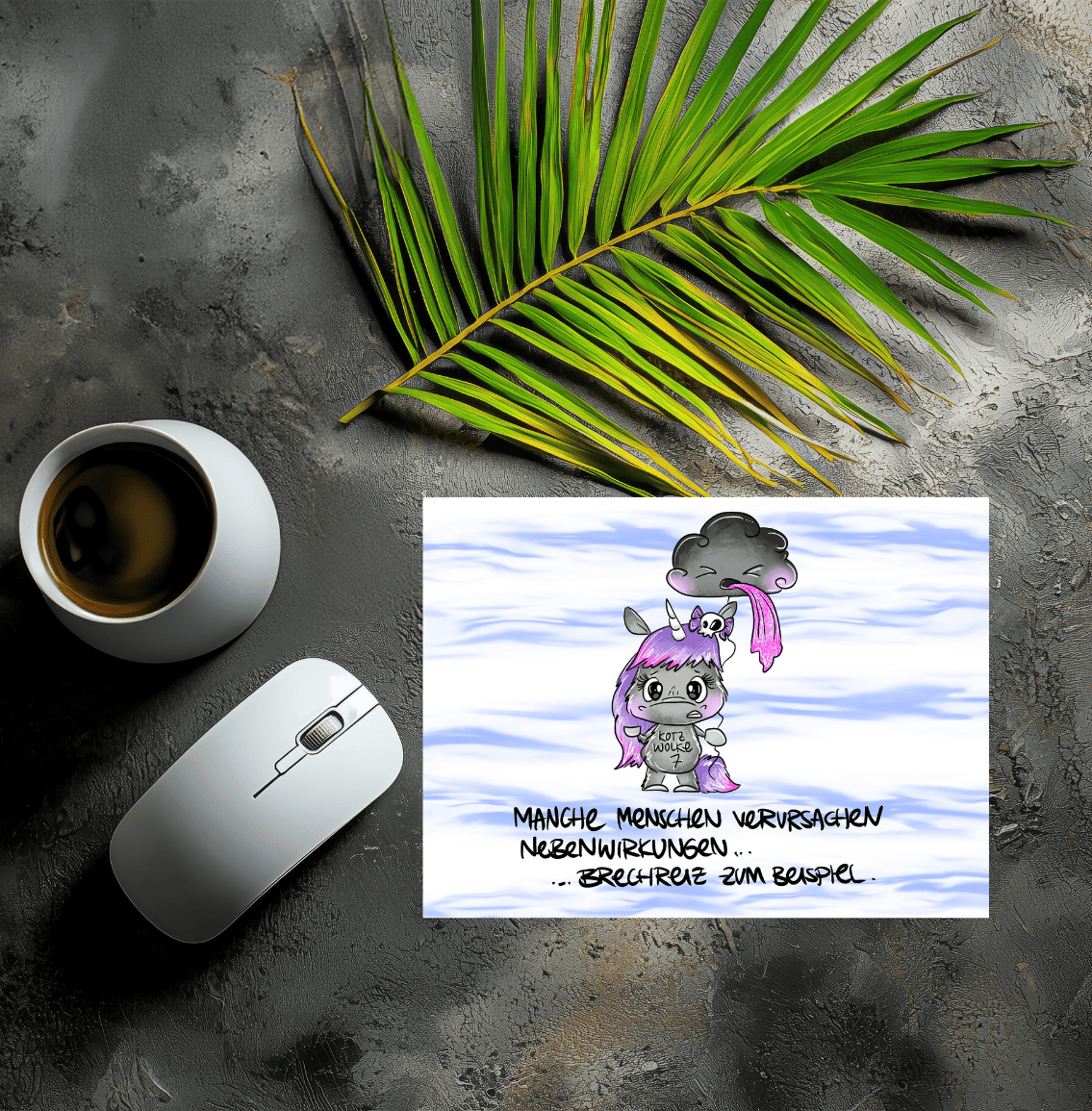 Mousepad Kotzwolke blau