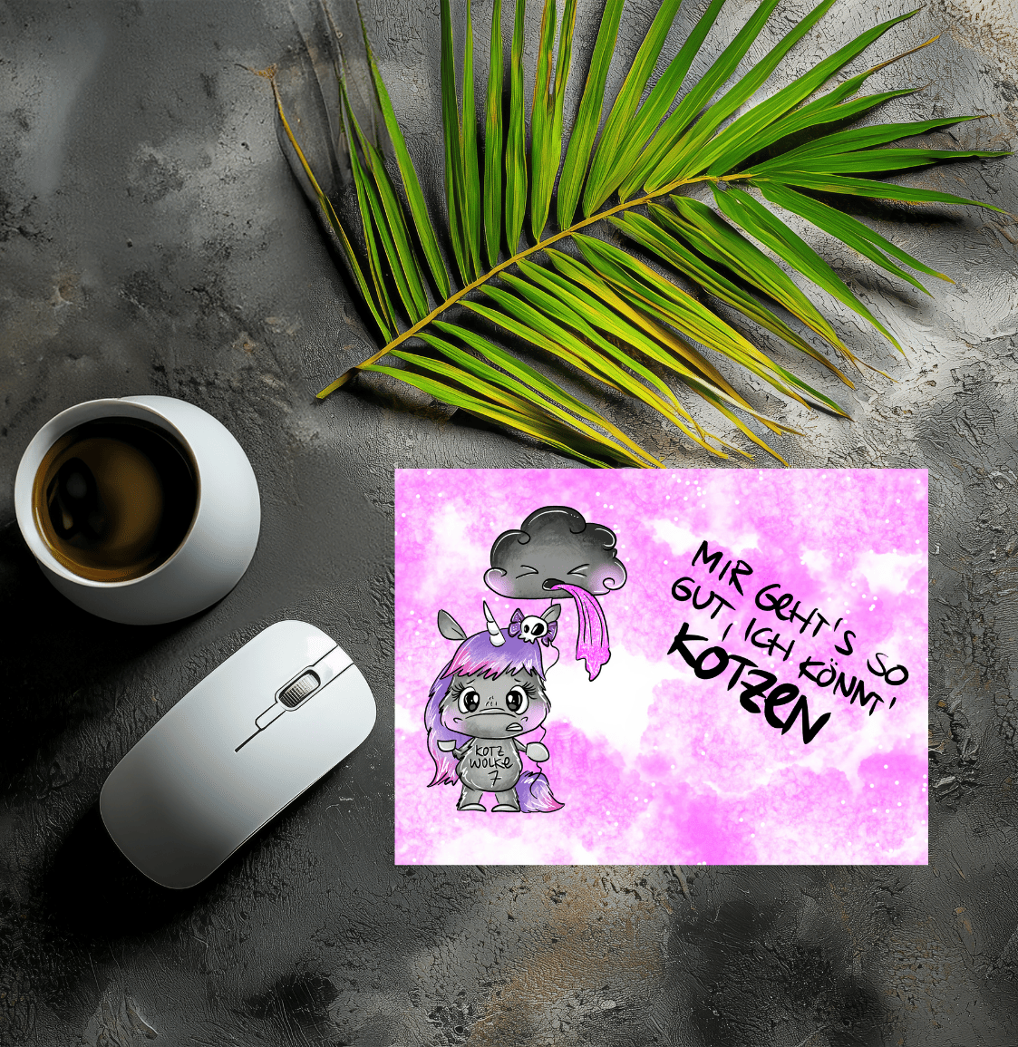 Mousepad Kotzwolke lila