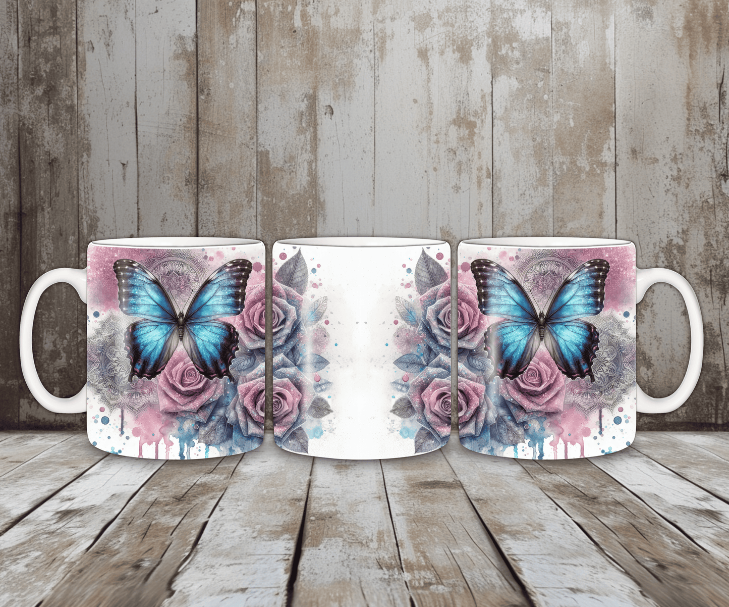 Tasse Schmetterling mit Rosen