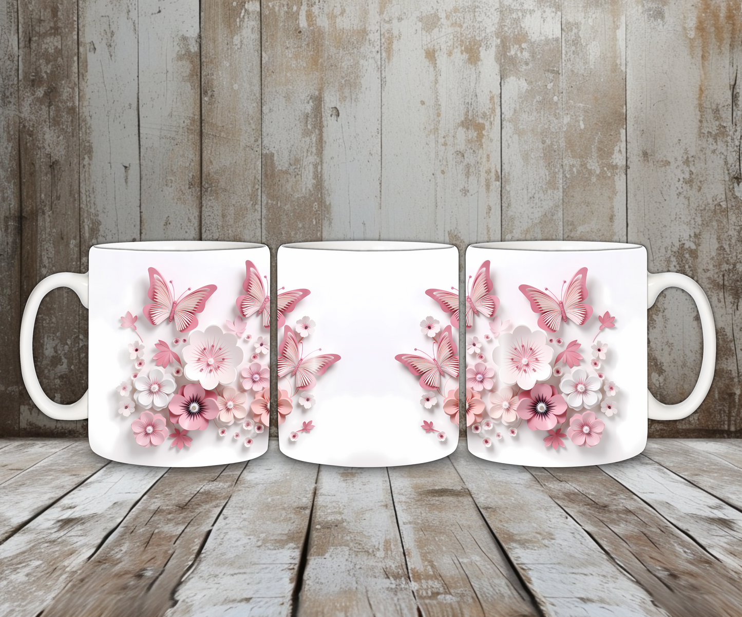 Tasse rosa Schmetterlinge