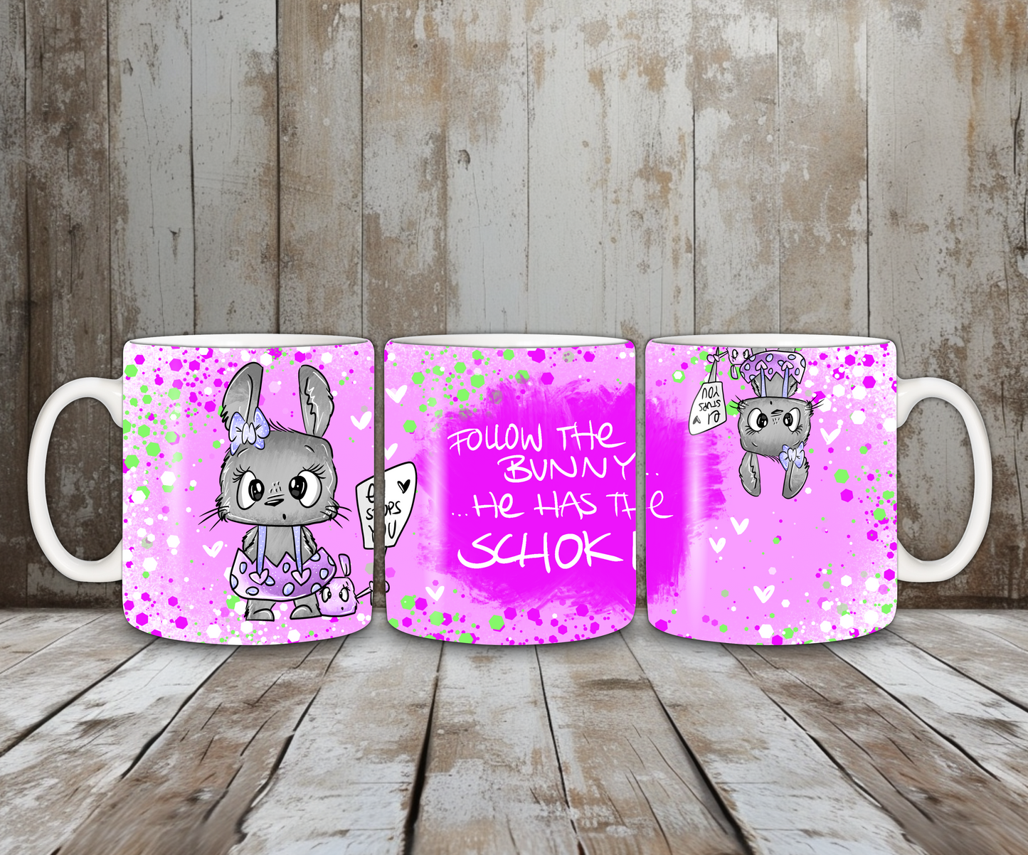 Tasse Follow the Bunny rosa