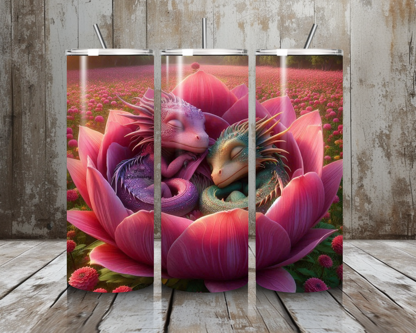 Tumbler Drachen in einer Blume