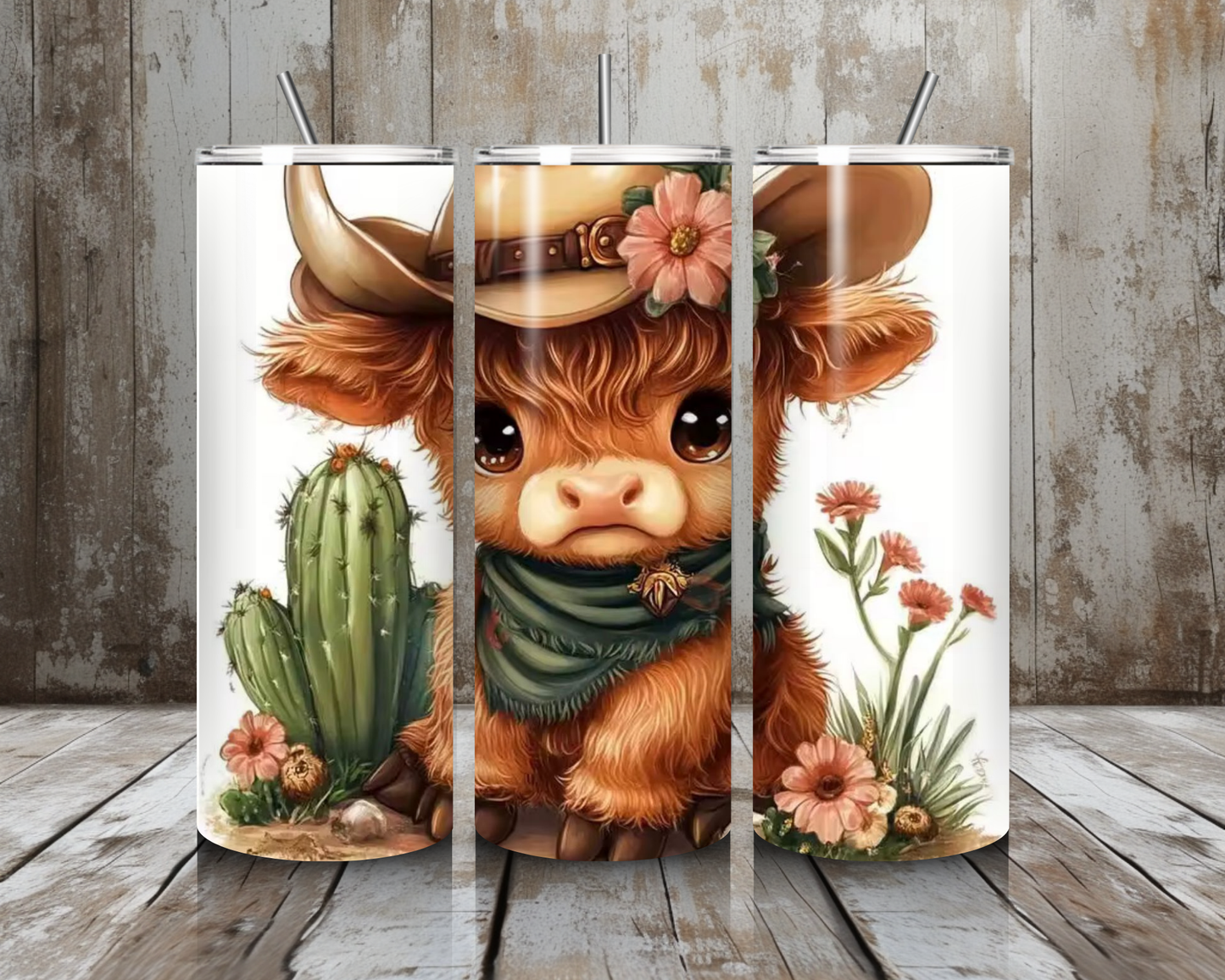 Tumbler Kuh mit Kaktus