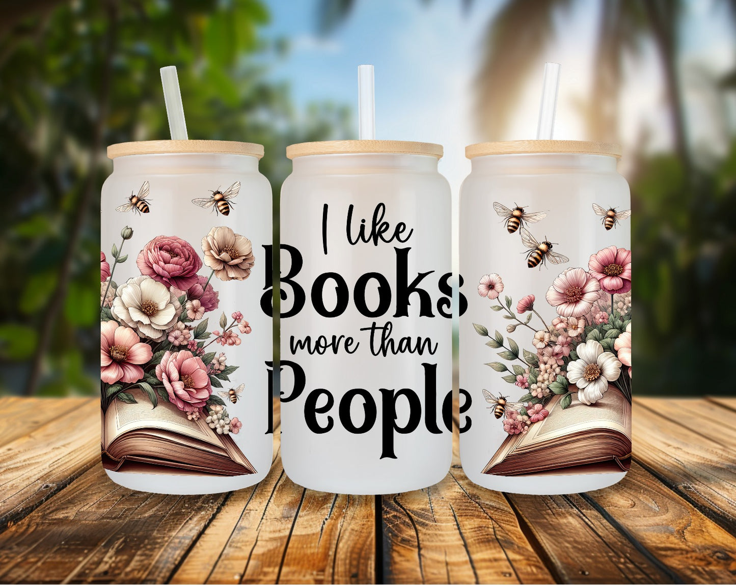 16oz Glas I like books...