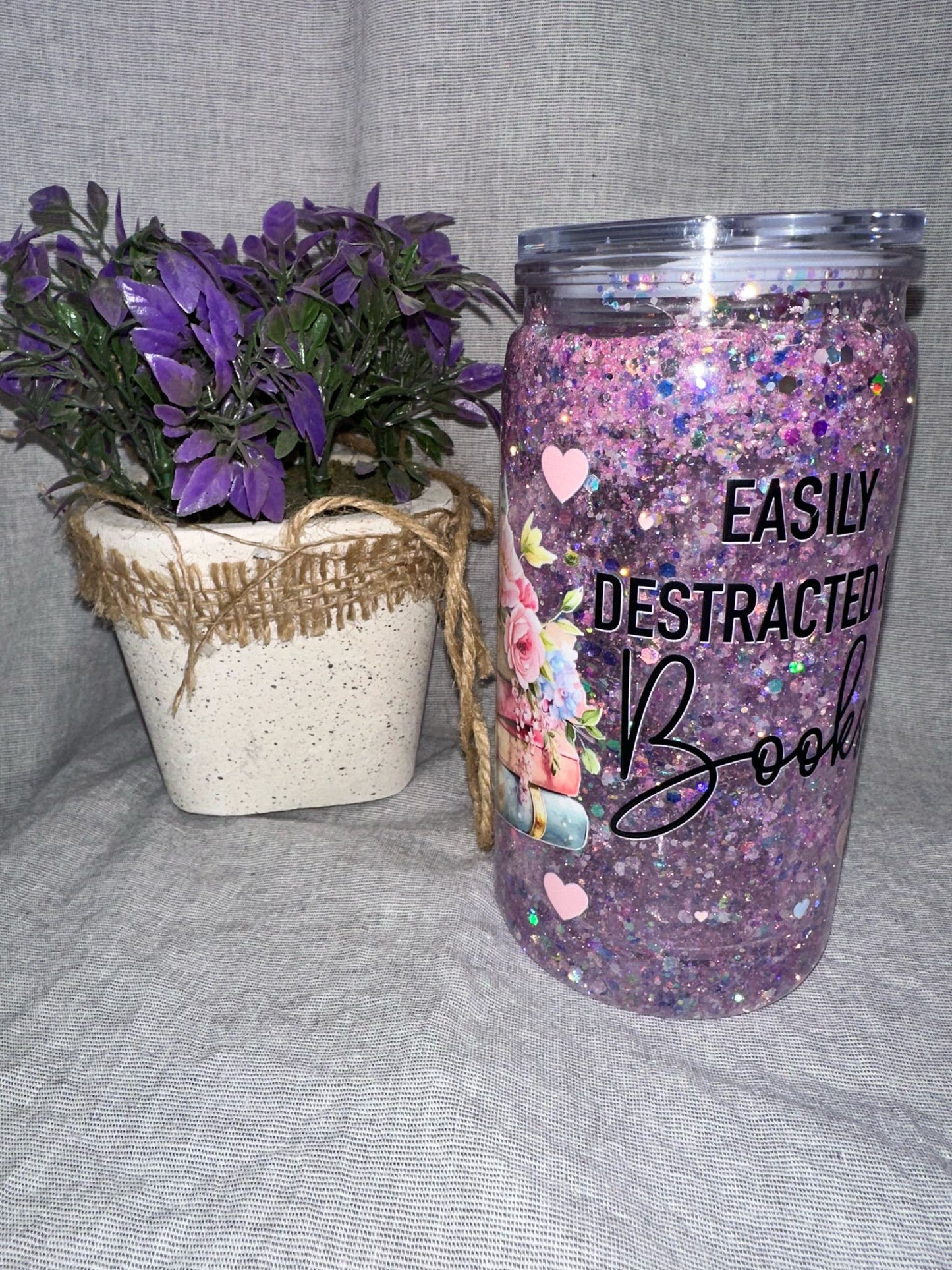 Snowglobe Becher Bücher Rosa