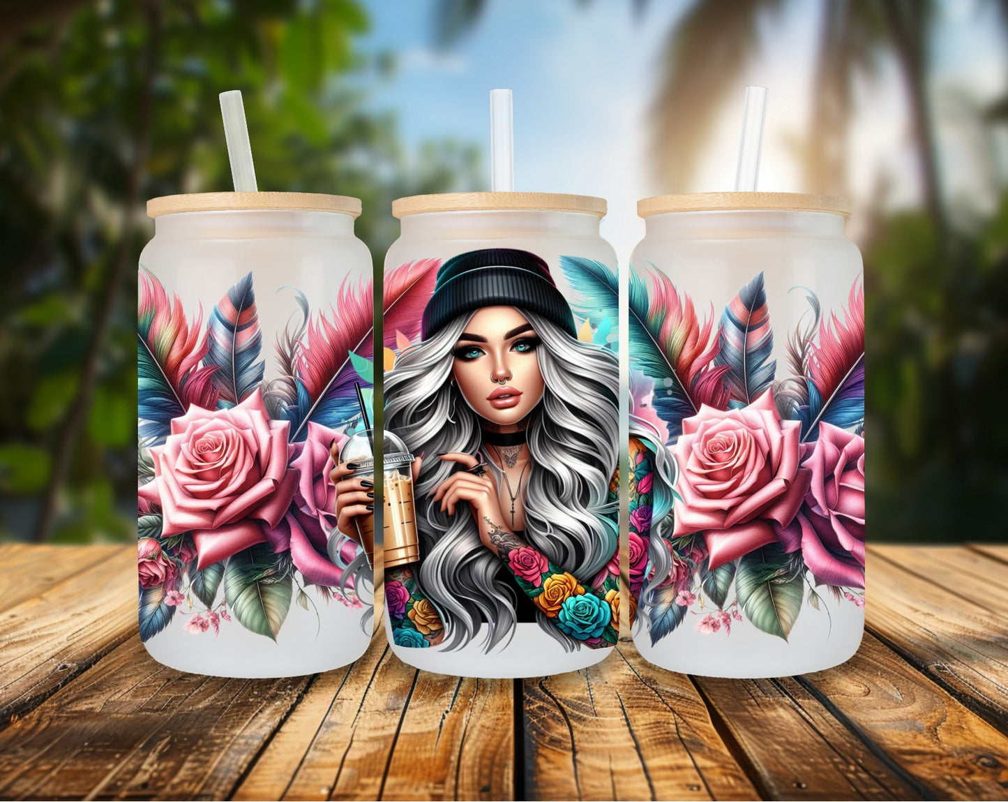 16oz Glas Rose Girl
