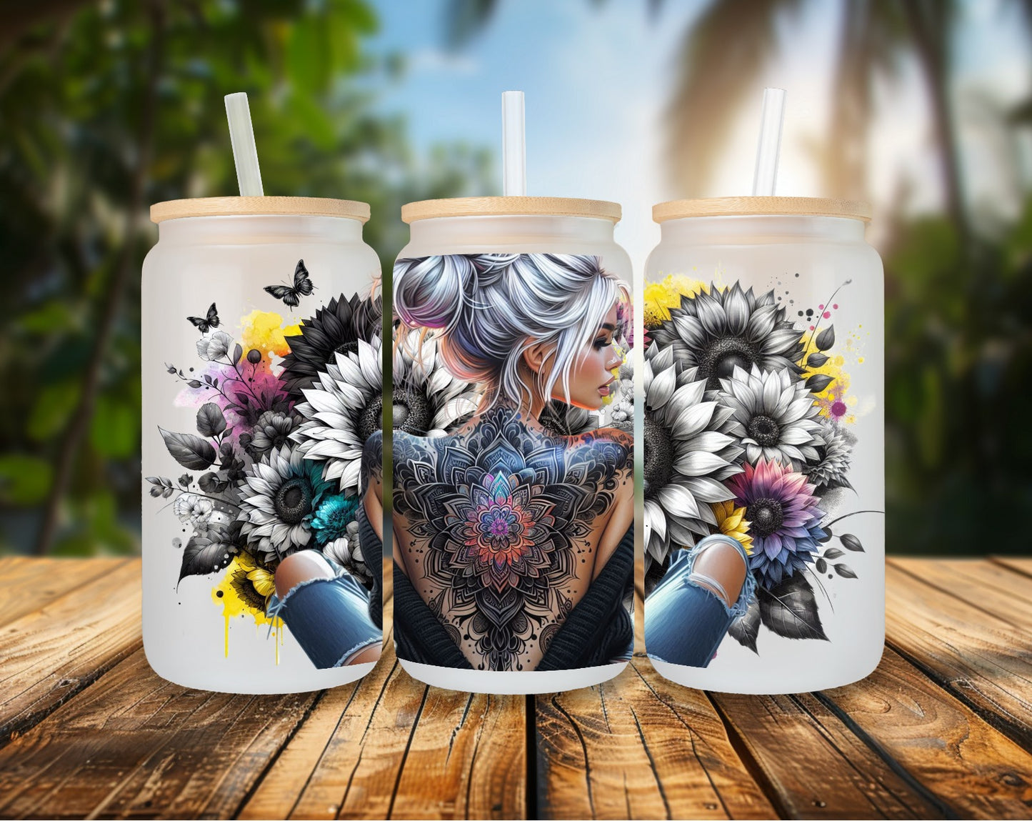 16oz Glas Mandala Tattoogirl