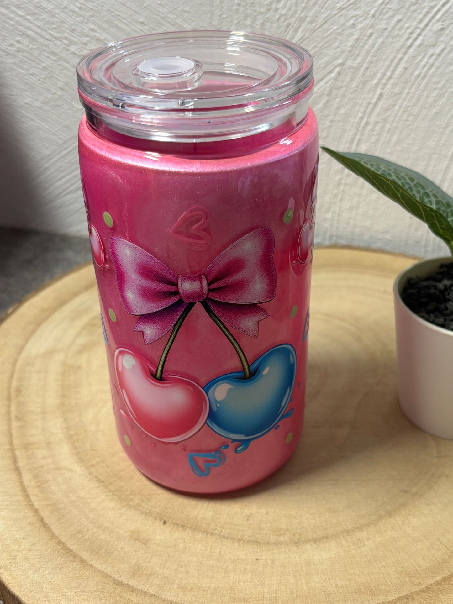 Glitzerbecher 16 oz Kirsche