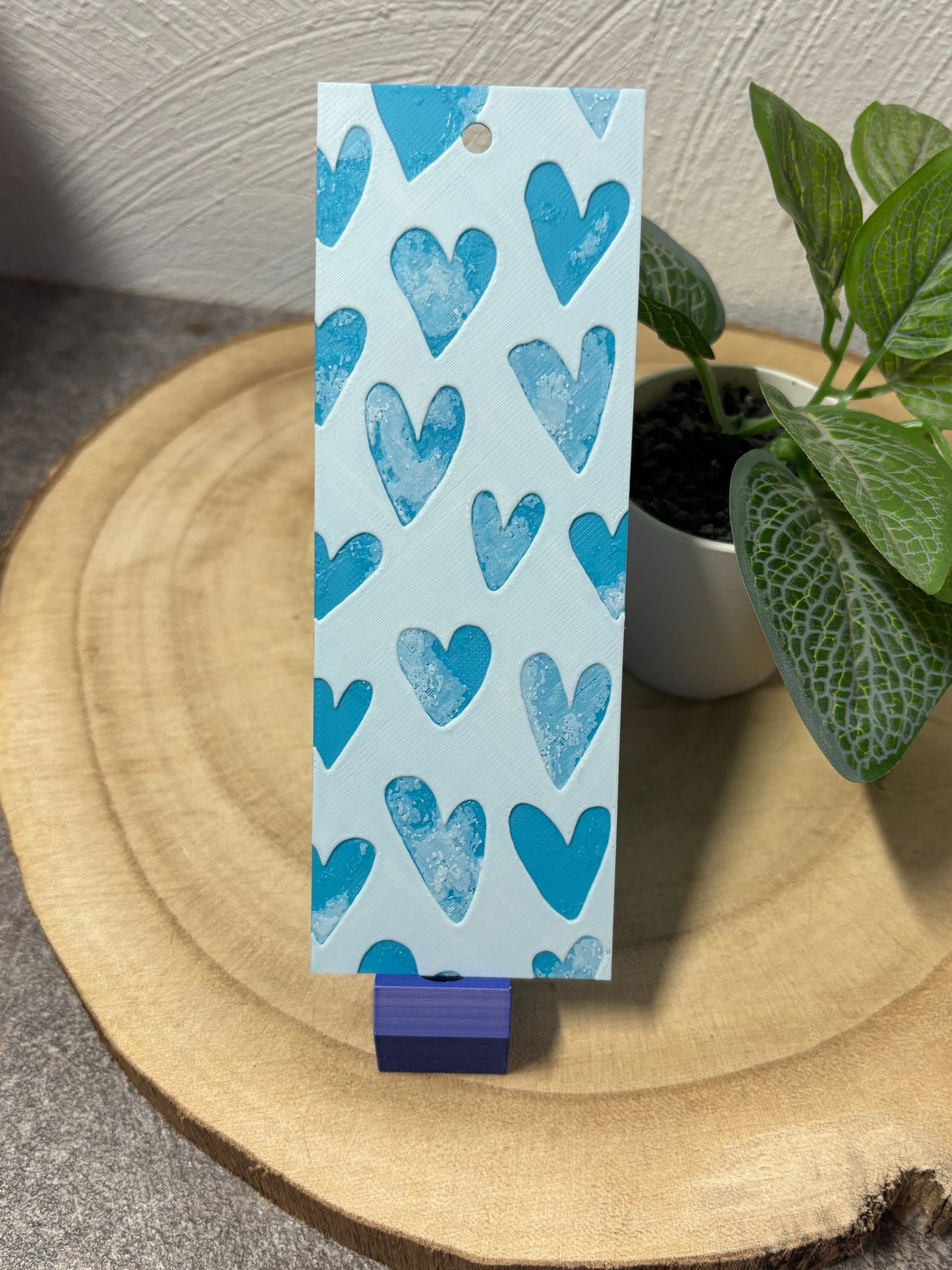 Lesezeichen Herzen blau
