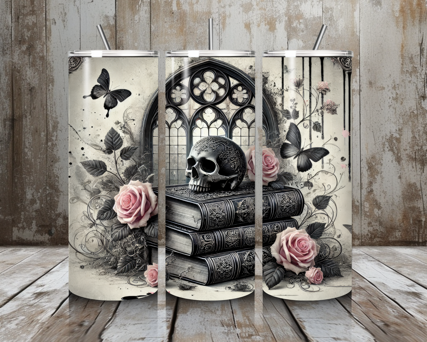 Tumbler Skull & Books