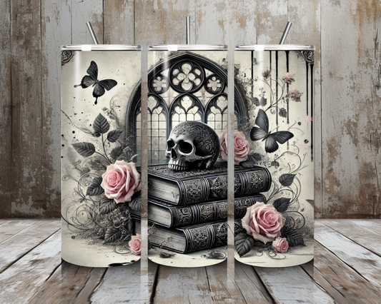 Tumbler Skull & Books