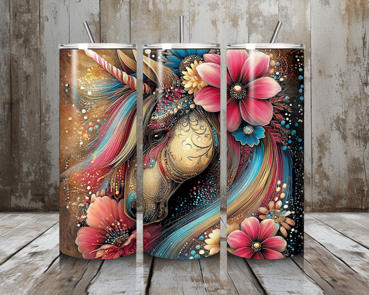 Tumbler Florales Einhorn