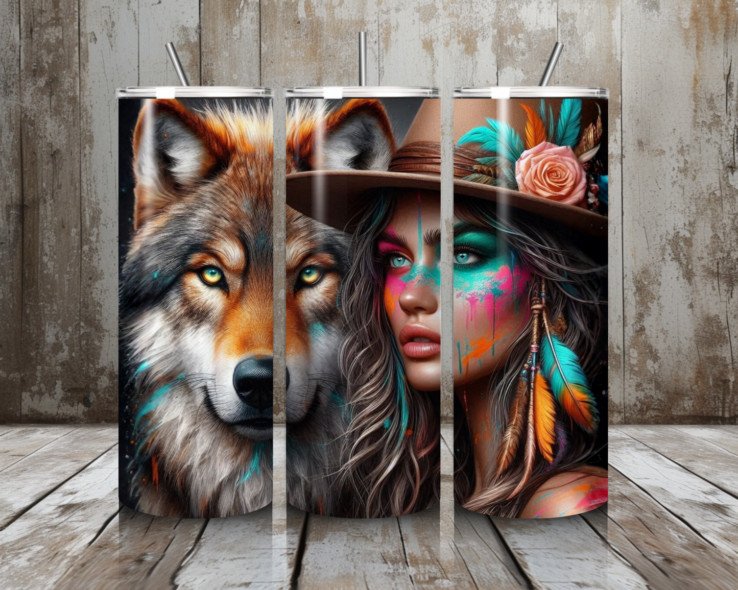 Tumbler Frau mit dem Wolf