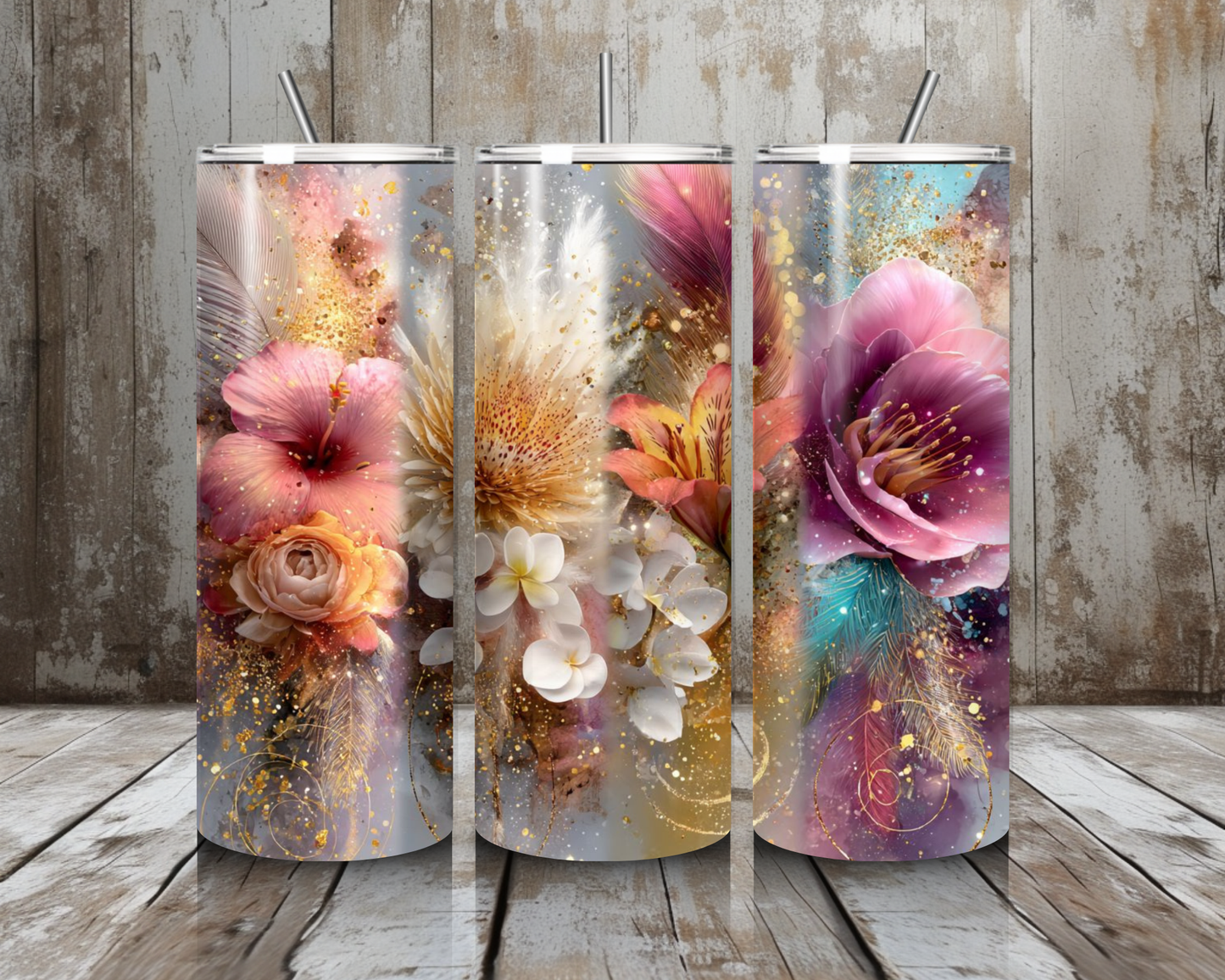 Tumbler pastellige Blumenpracht