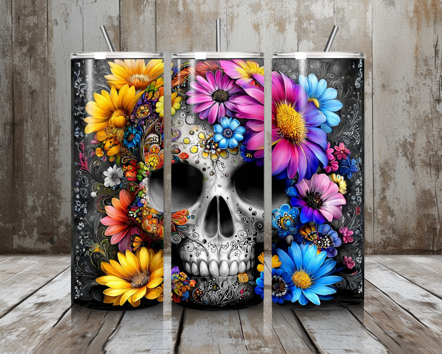 Tumbler Flower - Skull bunt