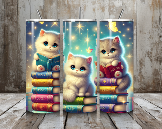 Tumbler Cats with Books