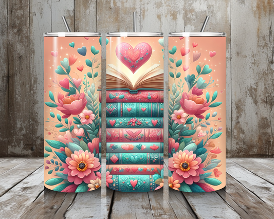 Tumbler pastell books Flowers