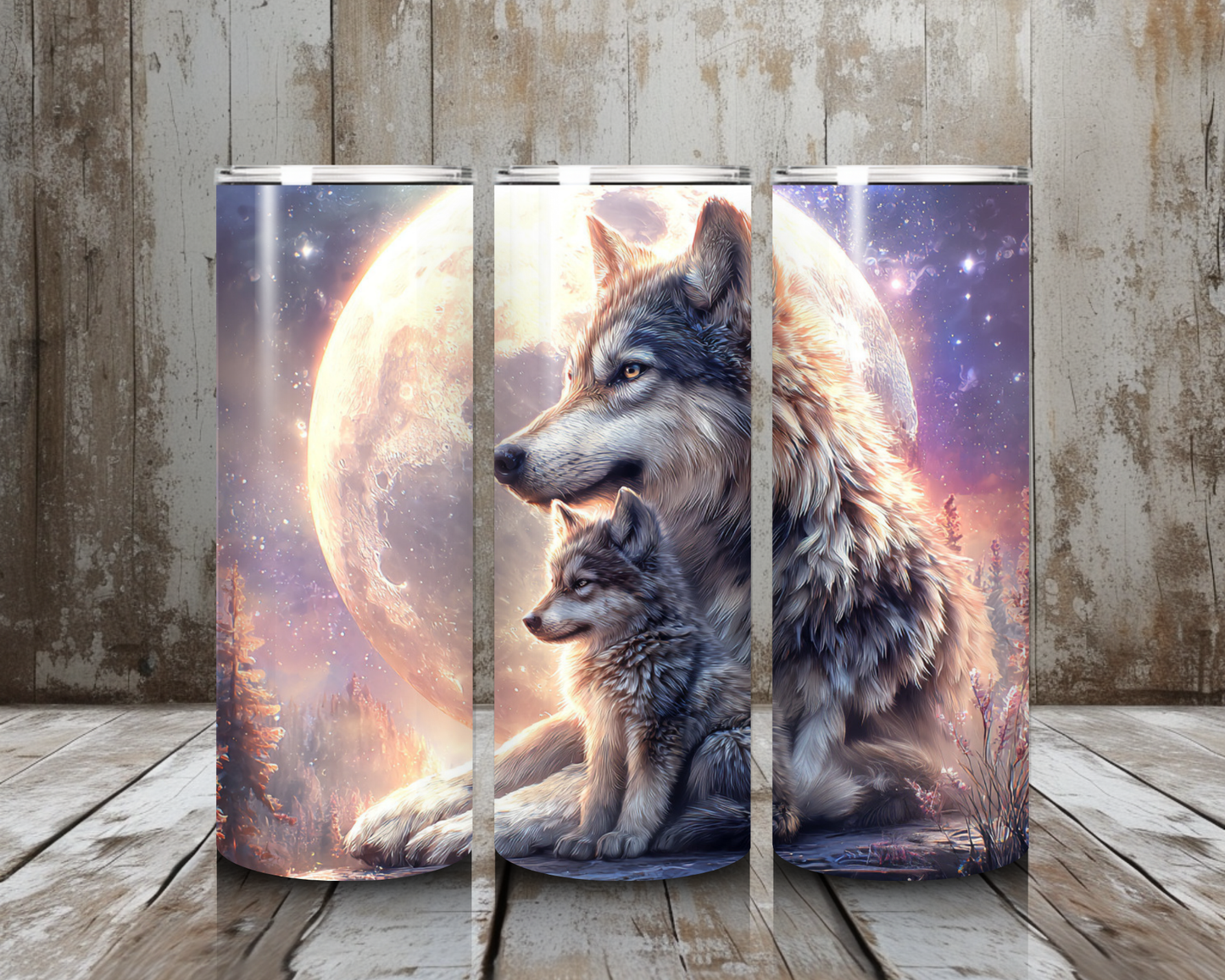 Tumbler Wolf im Mondschein