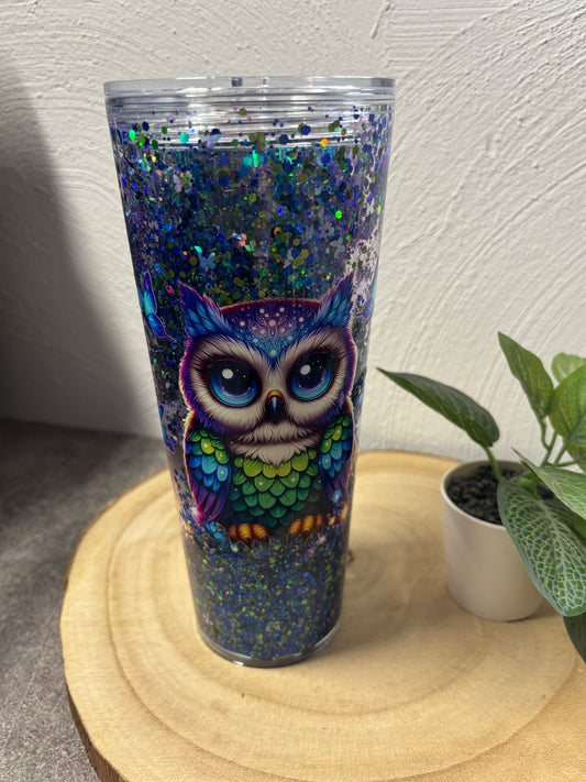 Glitzerbecher 30 oz Eule