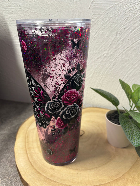 Glitzerbecher 30 oz Schmetterling
