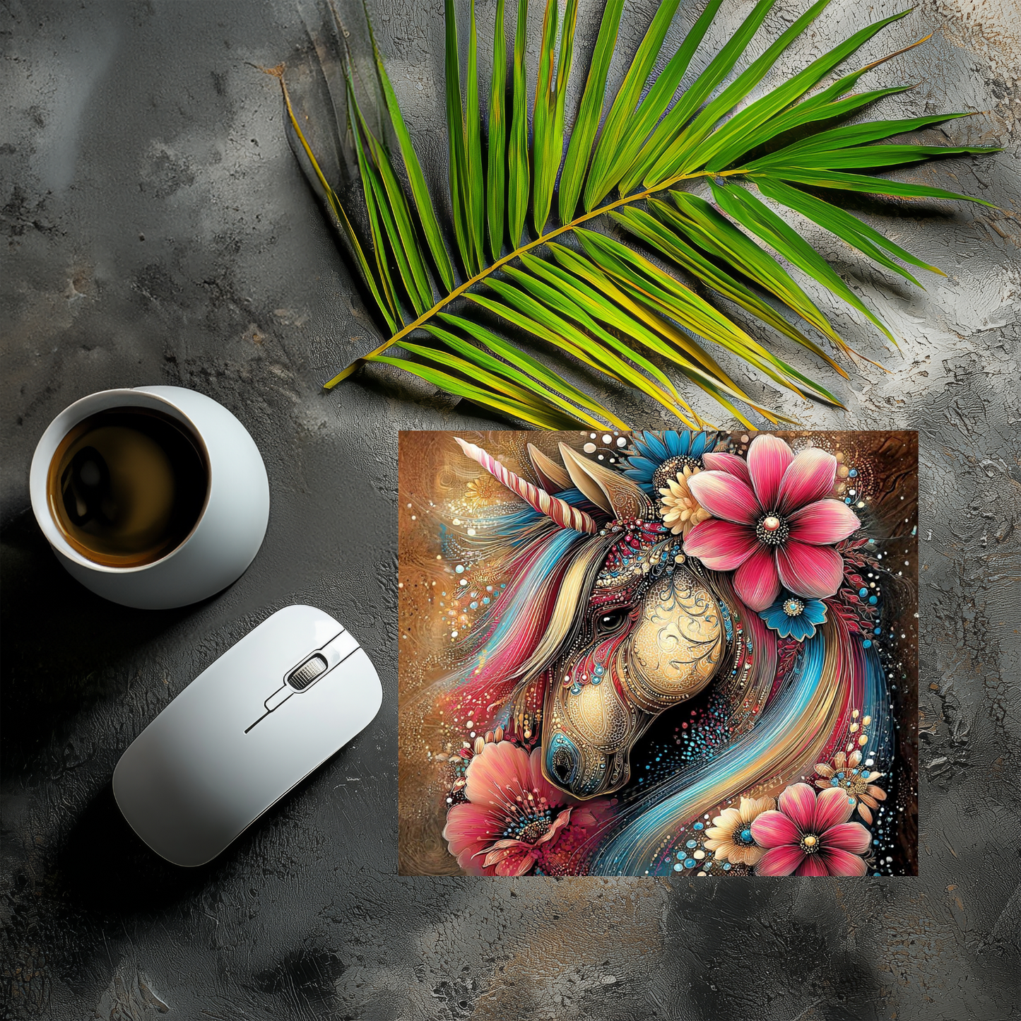Mousepad Florales Einhorn