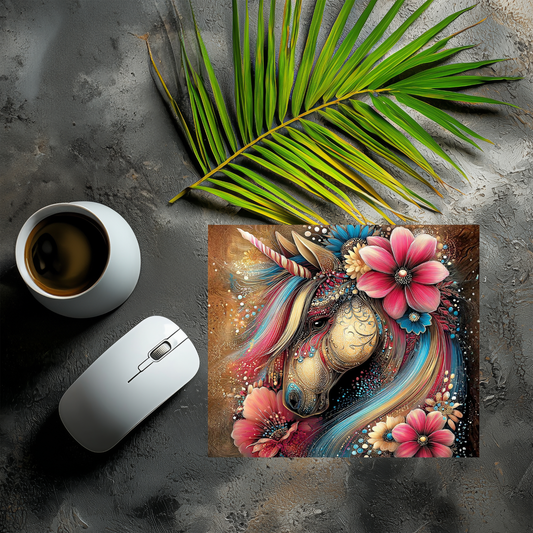 Mousepad Florales Einhorn