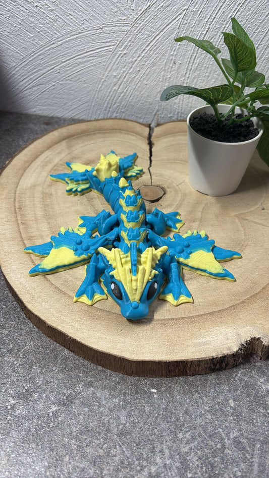 3D Druck Figur Drache blau gelb