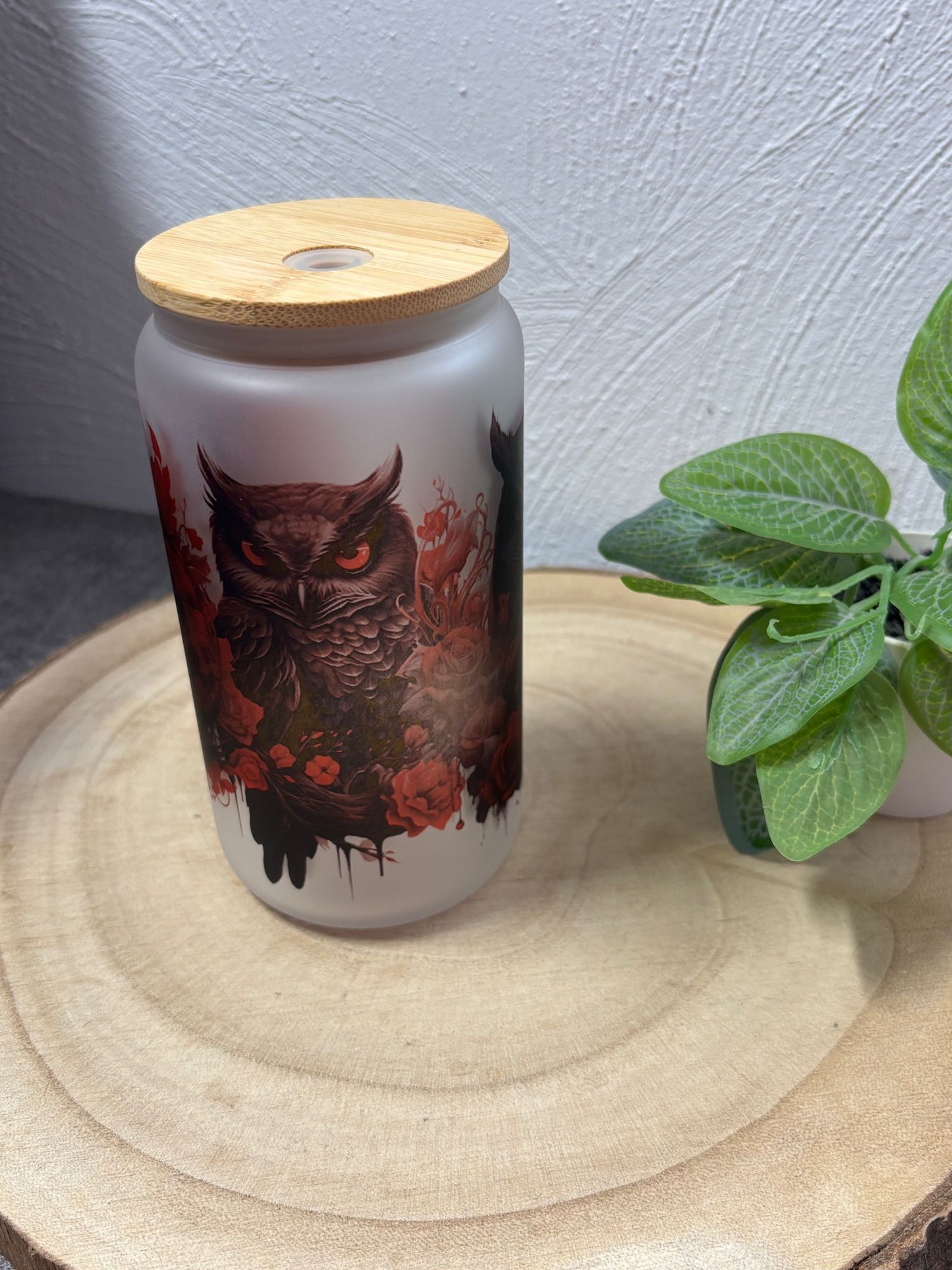 Trinkglas 16oz Eule