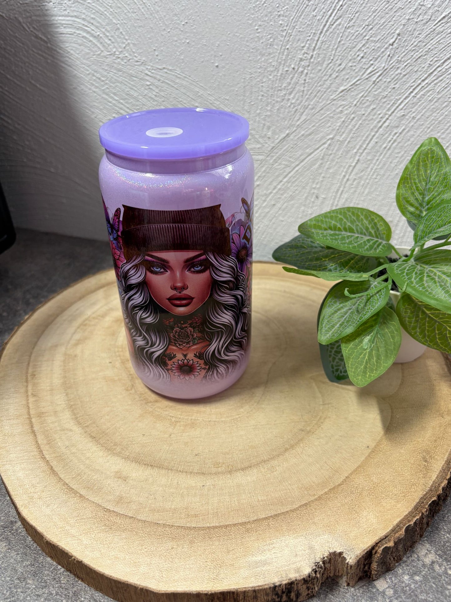 Trinkglas 16oz Tattoofrau