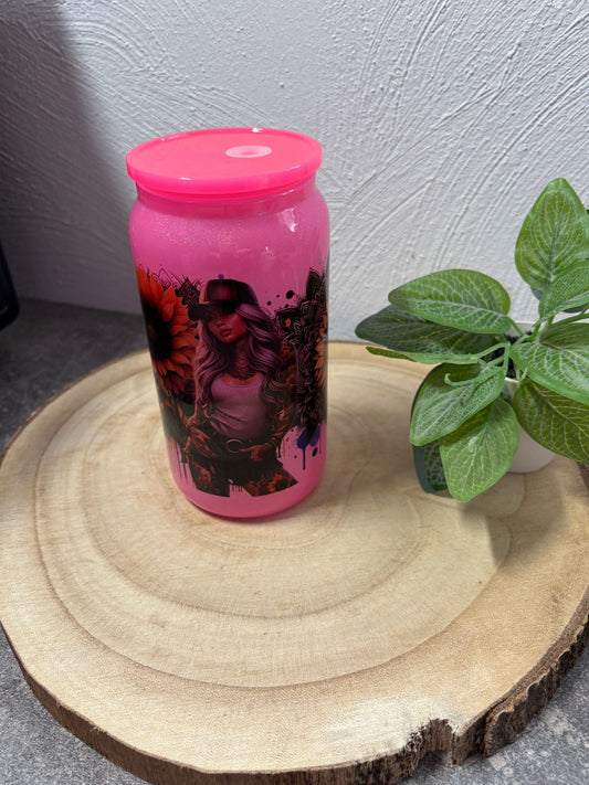 Trinkglas 16oz Frau Mit Kappe