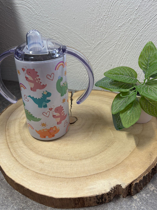 Baby/Kinderflasche mit 2 Deckeln Bunte Dinos